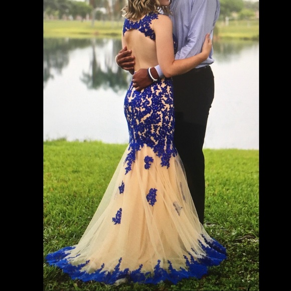 royal blue dress prom Royal Blue Satin Homecoming Dress A-Line Beaded Prom Dress
